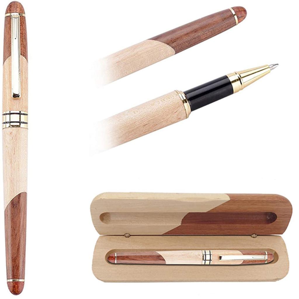 Шариковая ручка из натурального дерева, 5 мл, роскошная подарочная ручка, 3 дополнительных черных стержня, элегантный и элегантный подарочный набор ручек