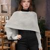 Women Shawl Solid Color Irregular Design Batwing Long Sleeve Knitting Short Coat Loose Fit Shawl Wrap