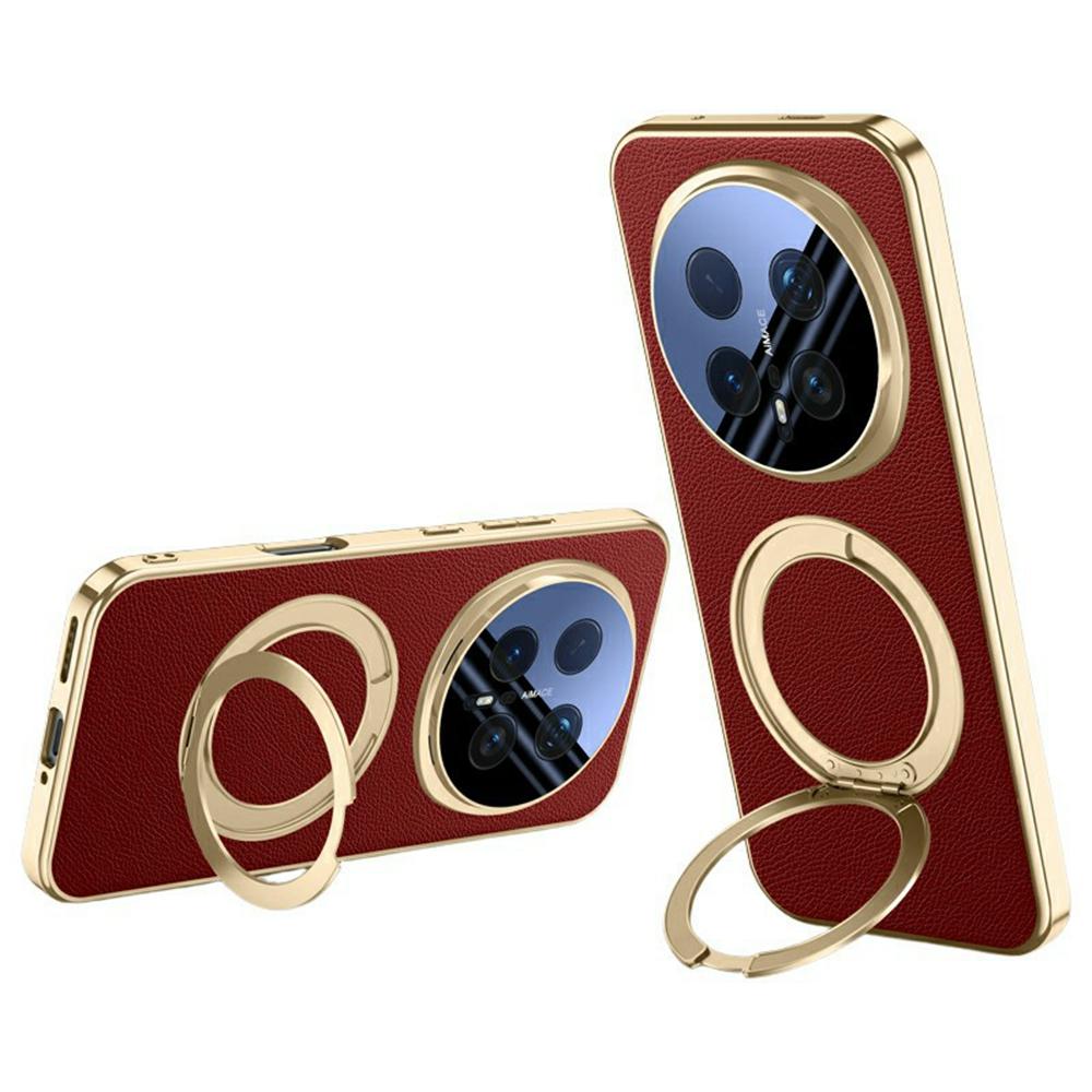 Чехол для Honor Magic8 Pro 5G Магнитная вращающаяся подставка Кожа + ПК + Акриловая крышка для телефона с закаленным стеклом для заднего экрана