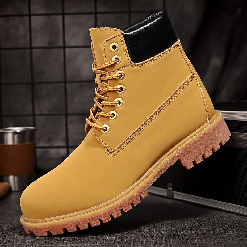 Кожаные ботинки Мартин мужские ботинки в британском стиле, рабочие, парные, дезерты, высокие, мужские, большие желтые ботинки, мужские короткие ботинки