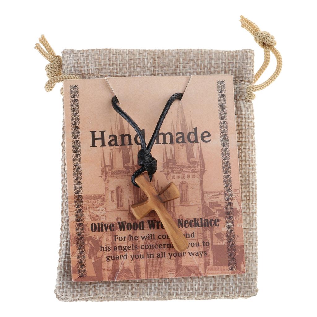 Wooden Prayer Cross Neckchain for Prayer and Comfort Religious Symbol Crucifix Pendant Necklace Unique Christian Choker