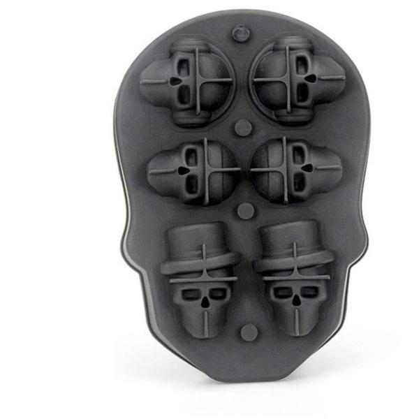6 в 1 DIY череп форма для льда череп создатель ледяных шаров 3D трехмерные формы для лотков силиконовые формы для виски, кубиков льда, печенья и печенья