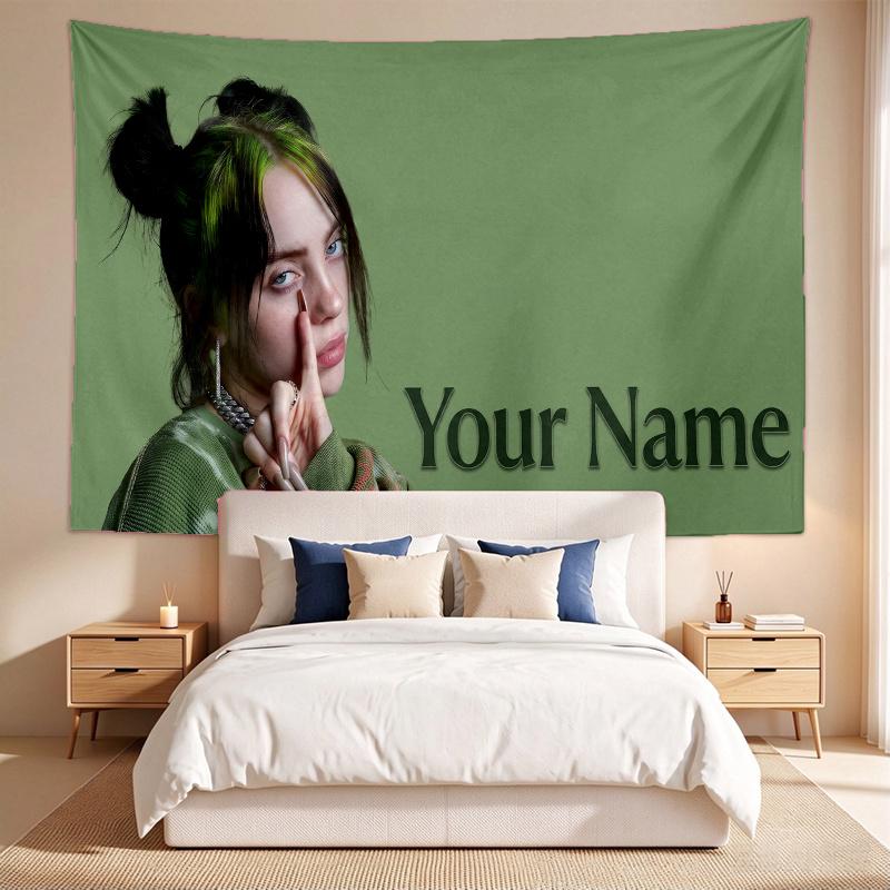 Billie Eilish (2) Custom Name Tapestry Wall Hanging Tapestry Wall Art Decor for Bedroom Living Room