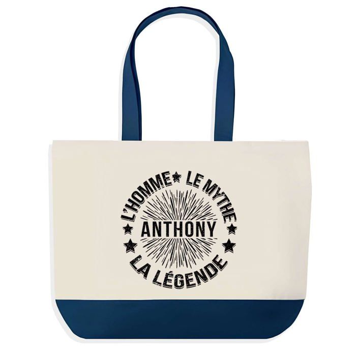 Sac shopping - PLANETEE - Anthony - Bleu - Coton 40 x 45 cm - Motif étoile