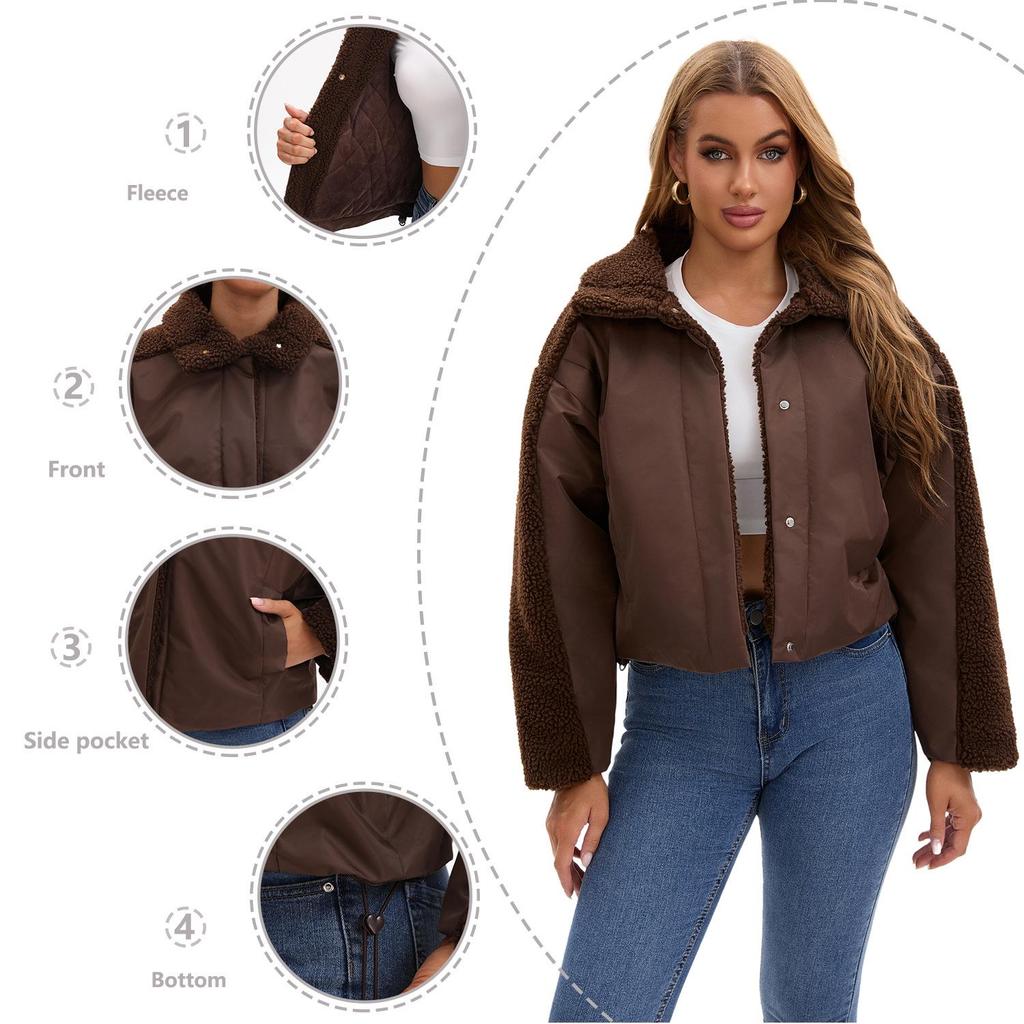 Зимнее ретро женское пальто из овечьей шерсти с длинным рукавом 2025