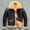 Winter Warm Lapel Thickened Hair Men's PU Leather Jacket Retro Leather Jacket