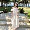 Super Fairy Vacation Wind Off-the-shoulder Neck White Dress Women's Summer New Loose and Thin Skirt