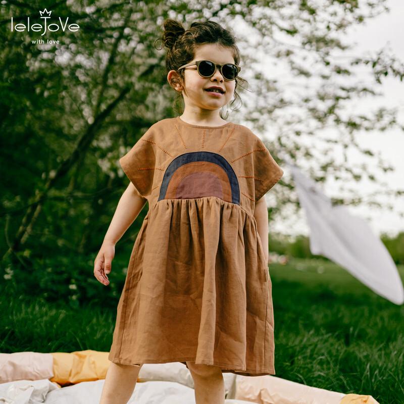 LELE JOVE Nordic Style Girls' Cotton Linen Summer Dress