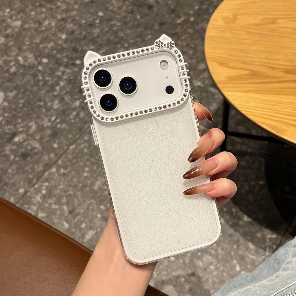 Cute Glitter Phone Case for iPhone 17 Air 14 15 16 11 12 13 Pro Max 14 16 Plus Silicone Bling Bling Shockproof Protector Cover