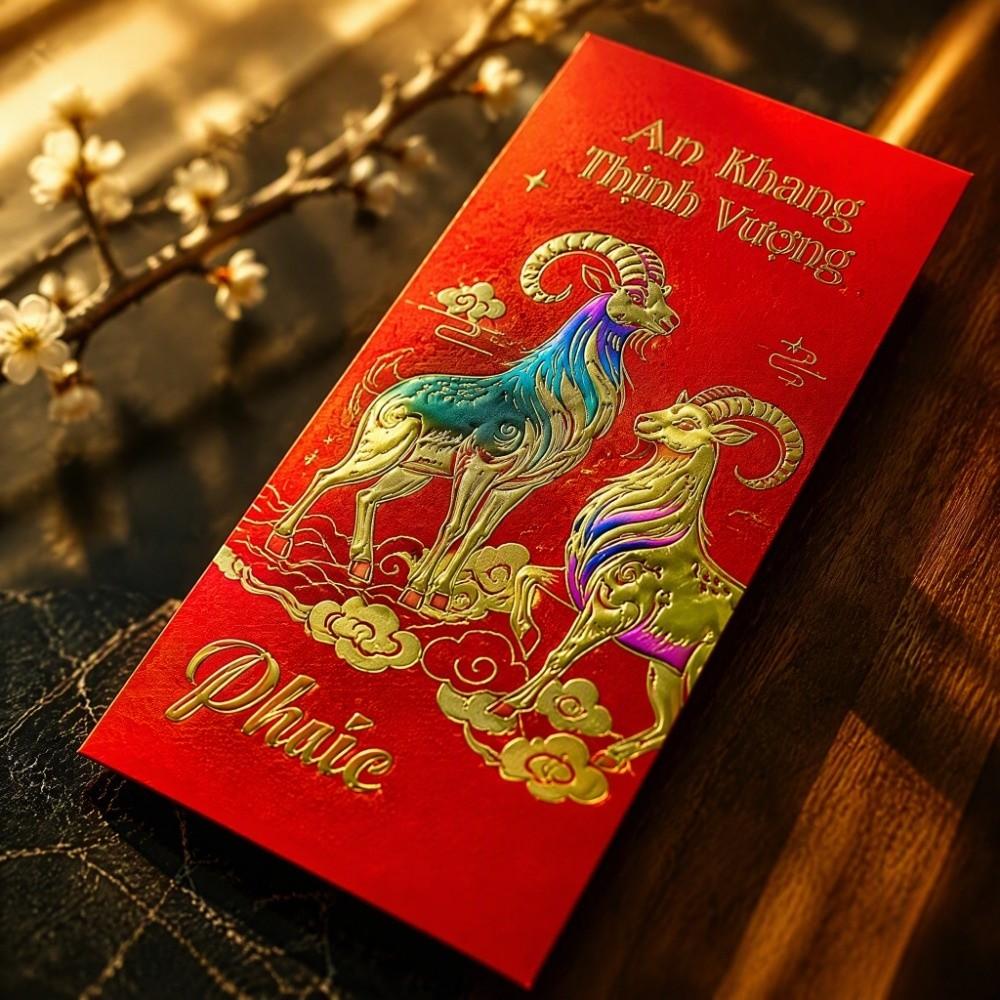 6pcs Hot Stamping Spring Festival Lucky Money Bag Blessings Printing Hongbao Kids