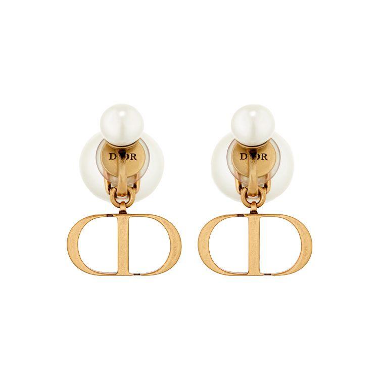 Dior Tribales Винтажные Клипсы Металл Смола Жемчуг Серьги Женские Серьги Золото E2073WOMRS-D908