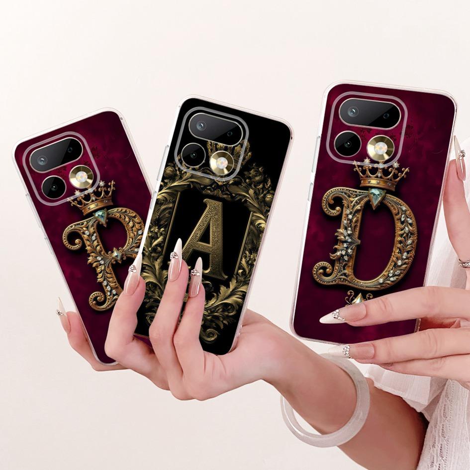 Чехол для Realme 16 Pro 5G Чехол RMX5121 RMX5120 Роскошный Мягкий Силиконовый Чехол для Телефона с Начальной Буквой из ТПУ для Realme 16 Pro+ 2026 Funda