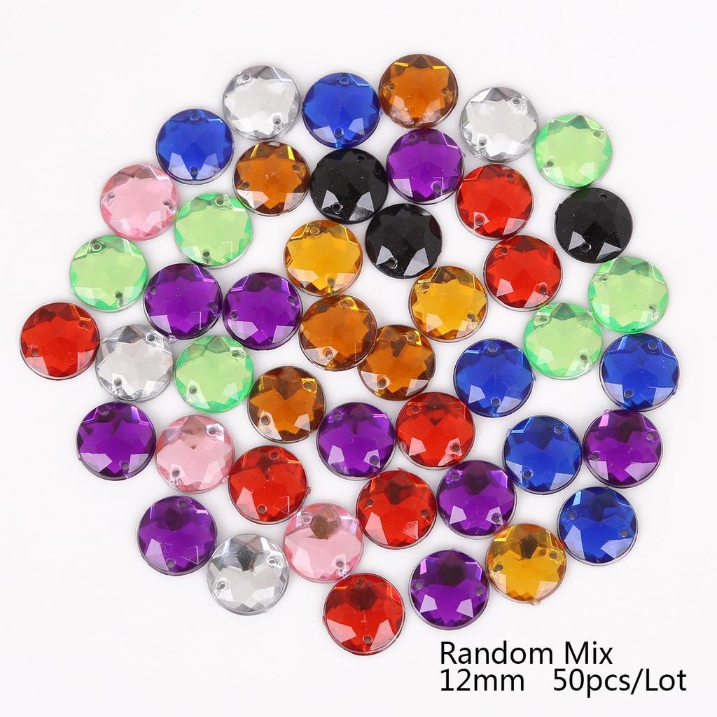 8/10/12mm Sewing Flatback Rhinestones Round Acrylic Beads Sew On Strass Crystal Stones For DIY Craft Scrapbook Decoration