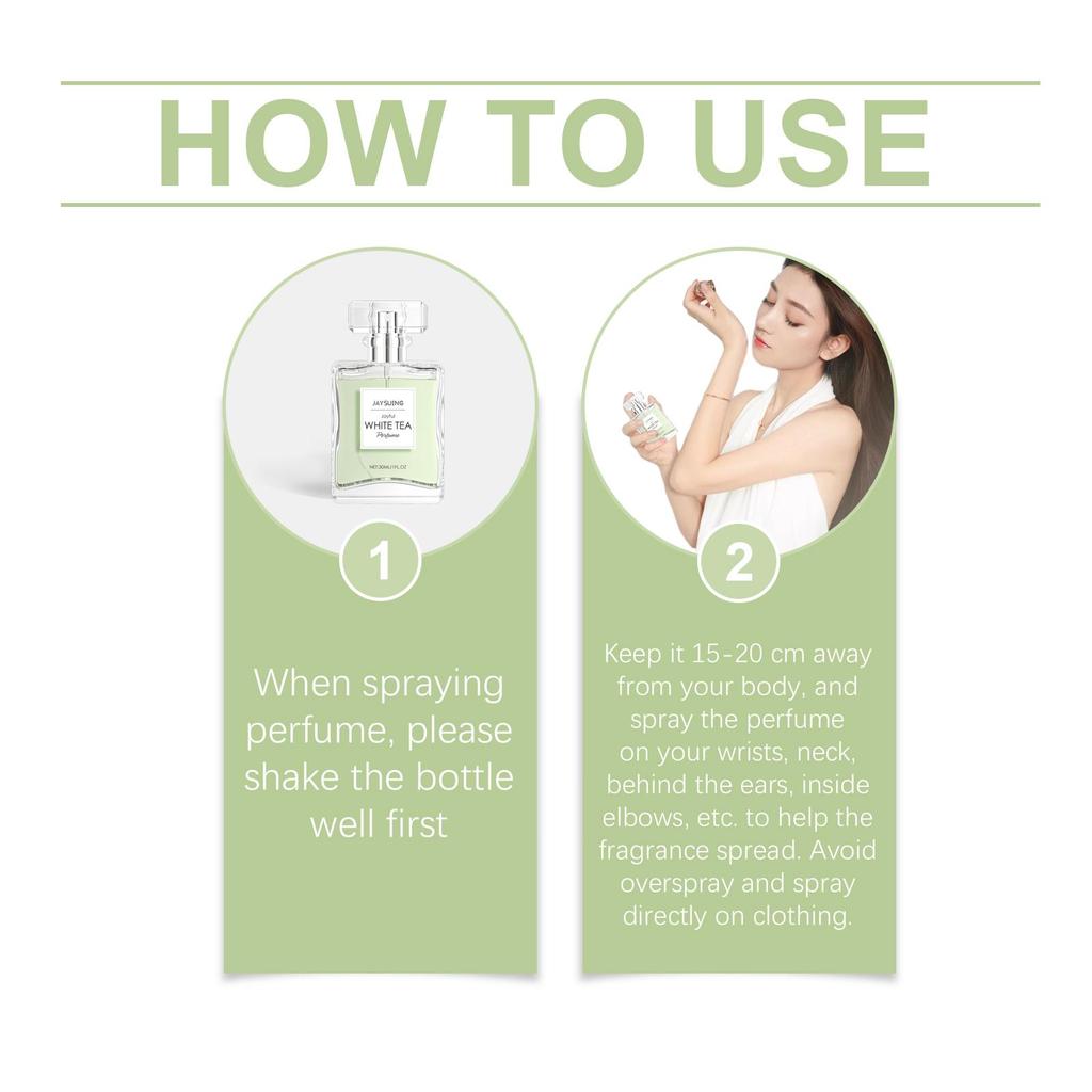 Jaysuing Духи Чистый Белый Чай 30 мл - Стойкий, легкий аромат, свежий и элегантный цветочный парфюм для тела.