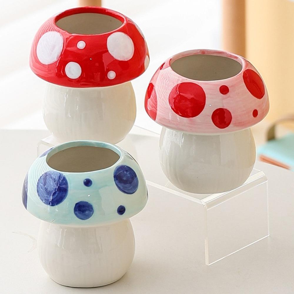 Girly Makeup Brush Storage Multifunction Brush Storage Bucket Mushroom Pencil Holder Girl