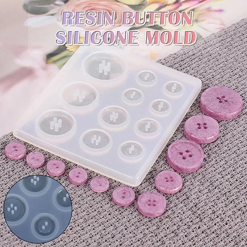 Button Shape Silicone Mold Resin DIY Button Handmade Mold with Hole Pendant Button Non-stick Art Mold Decor Cake Baking Tools