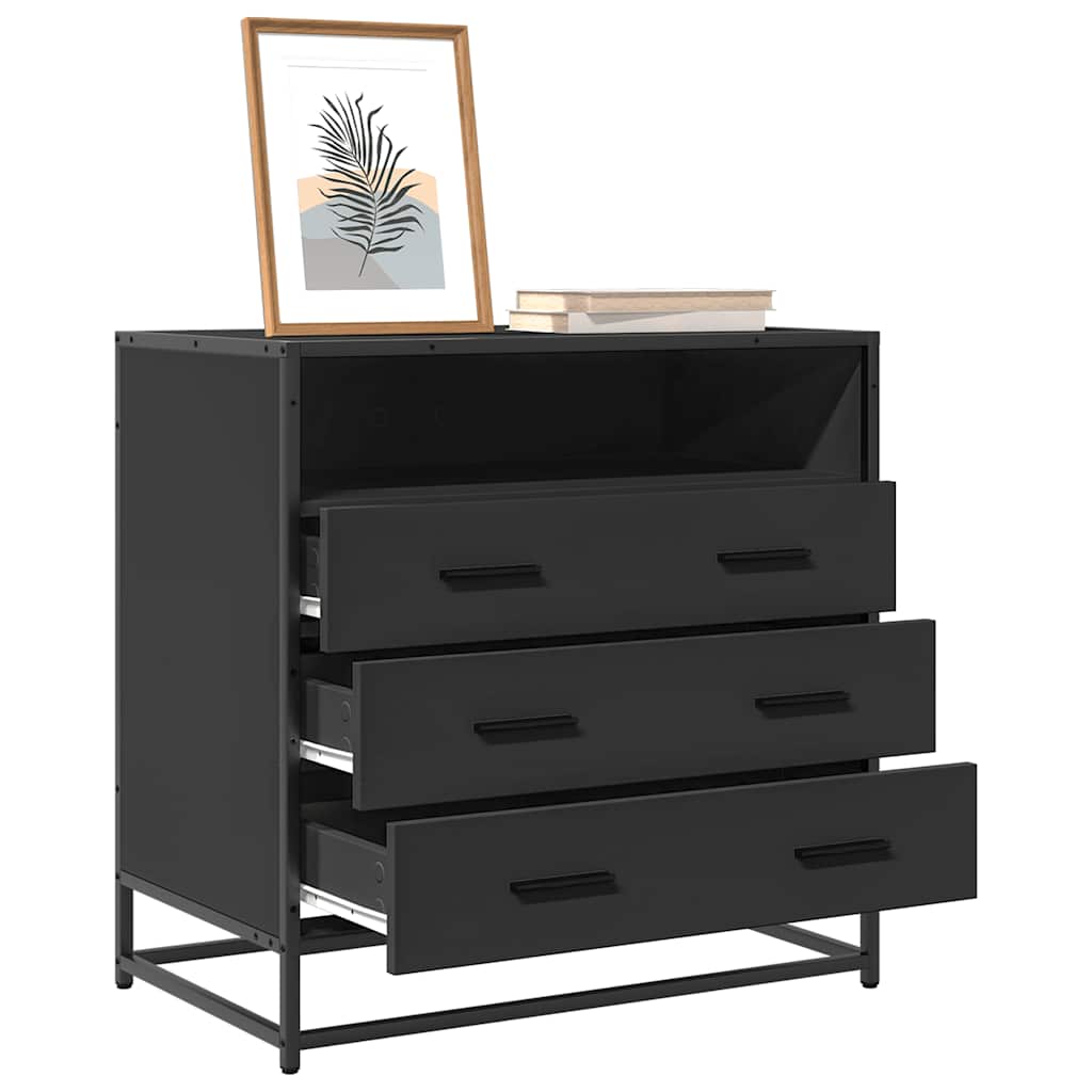 Black Drawer Cabinet 70 x 41 x 70 cm Engineered Wood