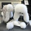 100% Real Fox Fur Hats Women's Russian Ushanka Aviator Trapper Snow Skiing Hat Caps Earflap Winter Raccoon Fur Bomber Hat