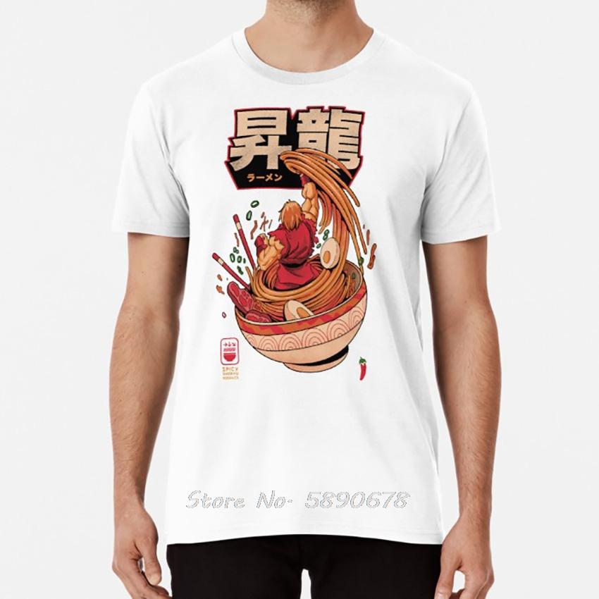 Spicy Shoryu Noodles T Shirt Gaming Raunisex Noodles Ken Masters Video Games Nerd Geek Retro Tshirt Unisex Cotton Tees Unisex Clothing