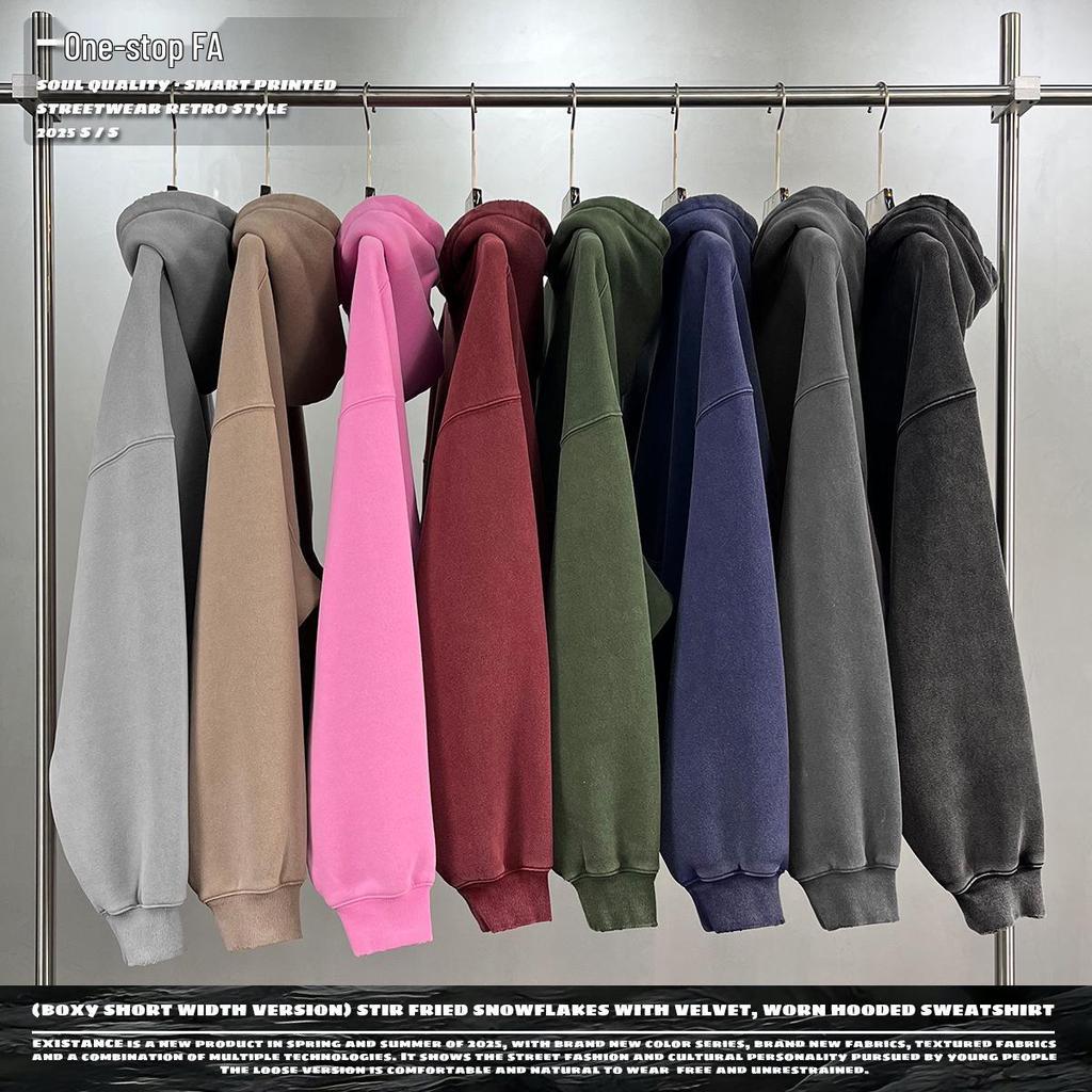 Chain Tide Мужская одежда | Осень/Зима 2025 Свободный крой Рваный Потертый Худи с Капюшоном с Плюшем