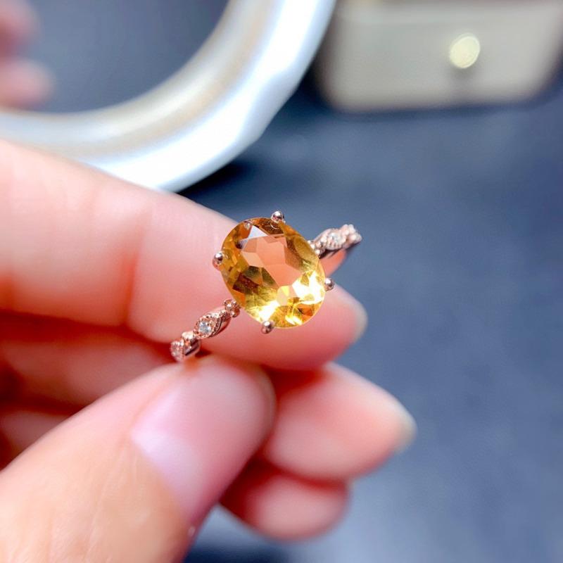 POMOiii Dazzling Zircon Women Rings Romantic Oval Yellow Stone Engage Wedding Ring Valentines Gift for Lover Fashion Jewelry