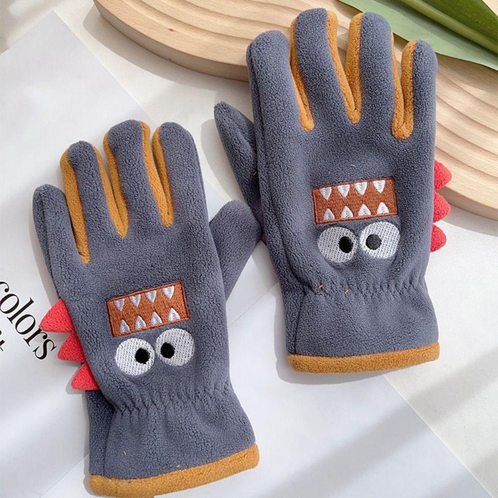 Windproof Student Wrist Gloves Cartoon Children Cycling Gloves Full Fingers Gloves  Autumn Winter