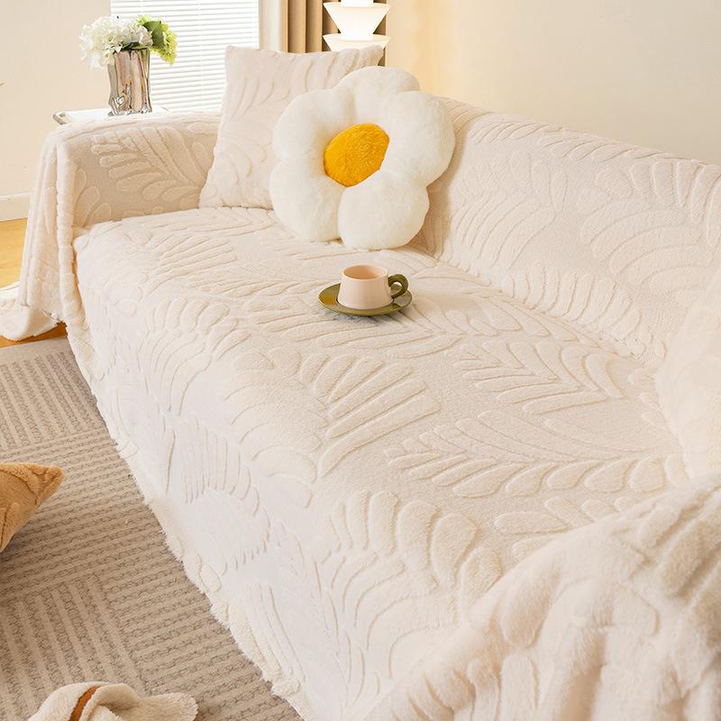 Плюшевый чехол для дивана с кроликом, утолщенное теплое полное одеяло, теплая бархатная подушка для дивана, нескользящий чехол для дивана