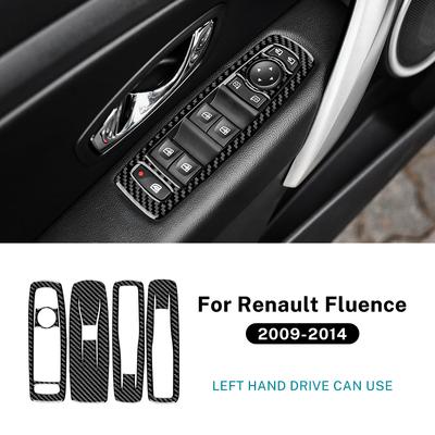 Для Renault Fluence 2009 2010 2011 2012 2013 2014 Настоящая Мягкая Наклейка из Углеродного Волокна Рамка Кнопки Подъема Стеклоподъемника Автомобиля LHD Аксессуары