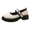 Женские туфли Мэри Джейн в стиле колледжа на весну и осень с круглым носком, с неглубоким горлом, одинарные туфли с пряжкой One Word, маленькие кожаные туфли для женщин
