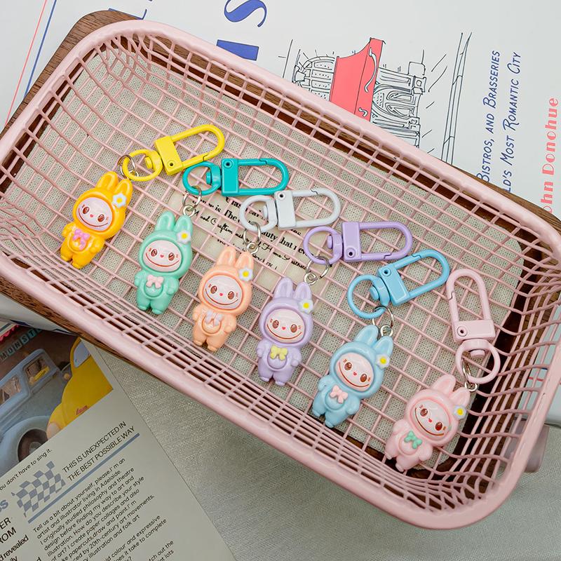 5Pcs Cartoon Kawaii Flower Labubu Keychain Pendant  Funny Car Keyring Exquisite Cute Backpack Decoration Accessories Gift