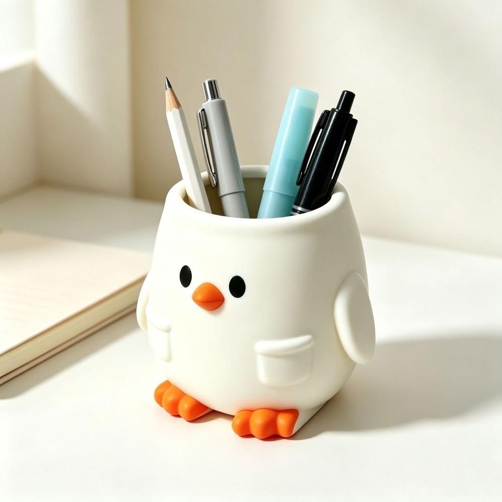 Chicken Shape Penguin Pen Holder Multifunction Desktop Organizer Pencil Container Bathroom