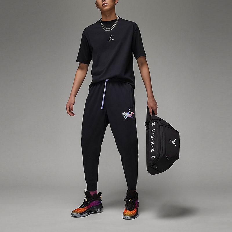Jordan Next Stop Dongdan Series Cloud Logo Print Round Neck Short Sleeve Drop Shoulder Футболка Мужская Топы Черный FD6555-010