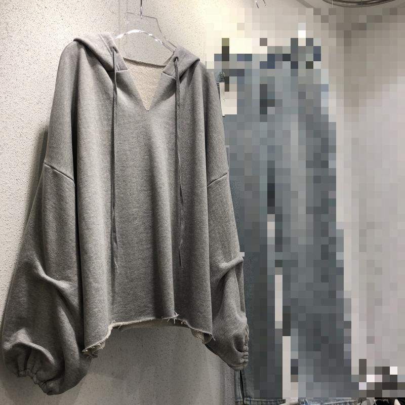 Весна и осень Женская толстовка больших размеров с капюшоном и длинными рукавами