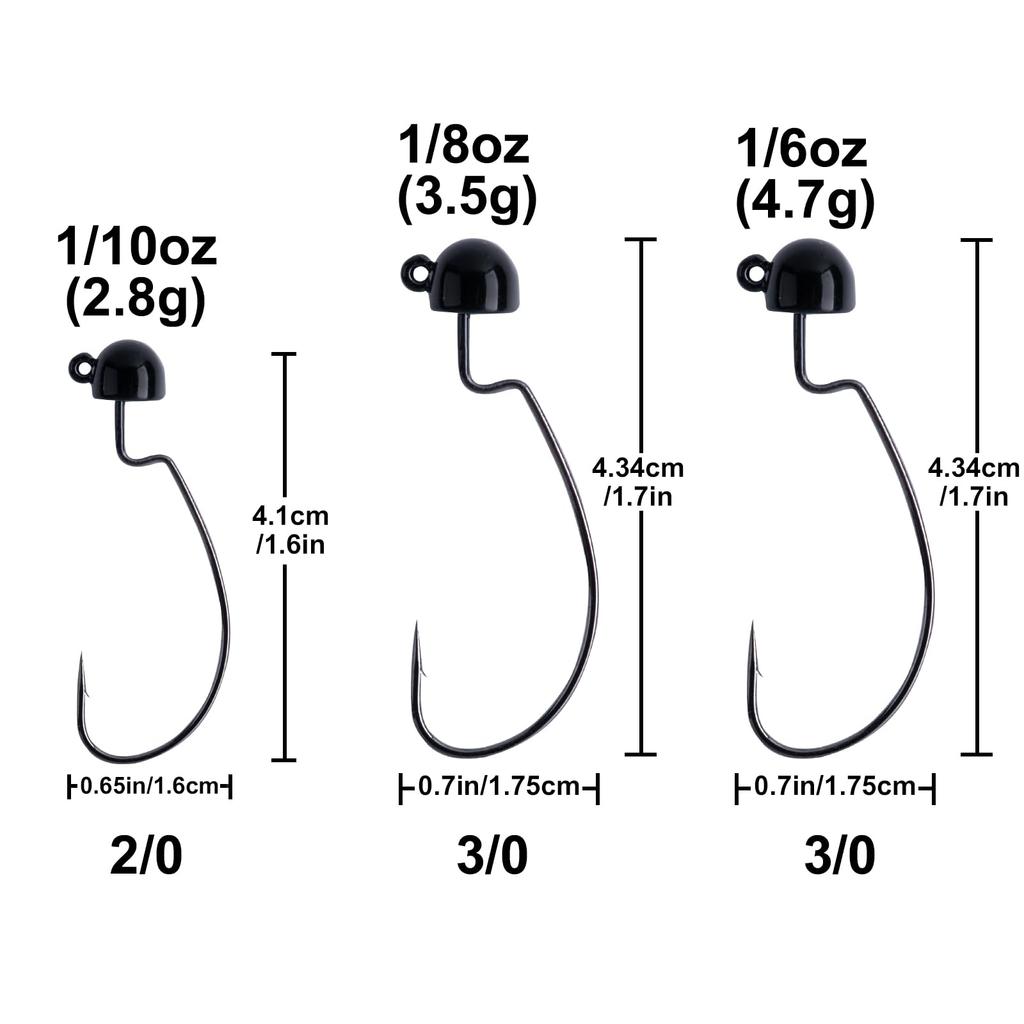 Goture Jig Hook Jig Head Hook Set Tungsten Set of 5 Offset Hook Worm Hook Fishing Hook Sea Fishing Boat Fishing Bass Fishing Presnowwater Fishing Mountain