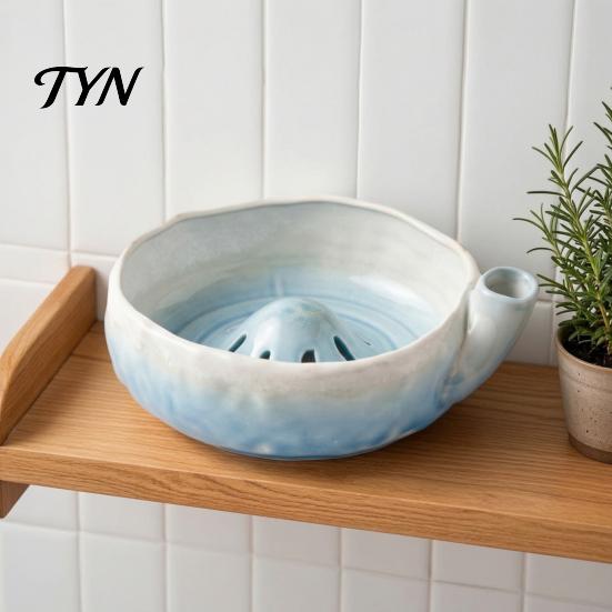 Керамическая миска для мытья ягод с отверстиями, Цветочный дизайн, Контейнер с дренажем, Легко моется, Кухонное сито, Миска для мытья клубники и черники, Компактный, Само