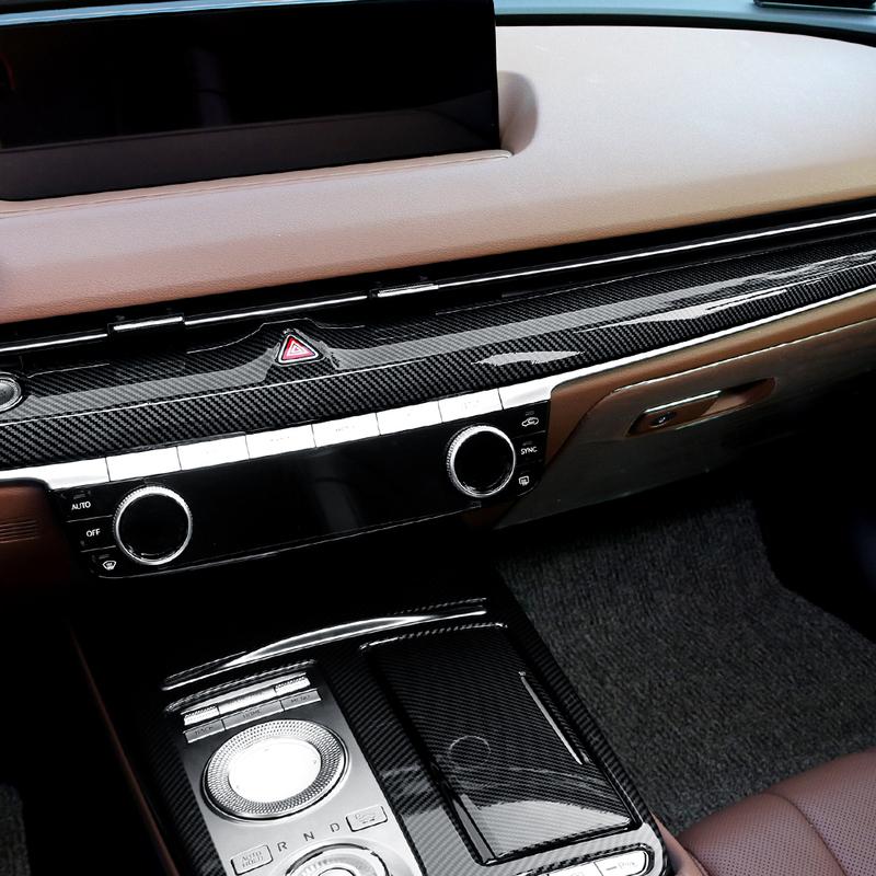 For Genesis G80 RG3 -2024 Accessories Carbon Fiber trument Panel Decorative Frame Car Dashboard Trim Stripe Cover LHD