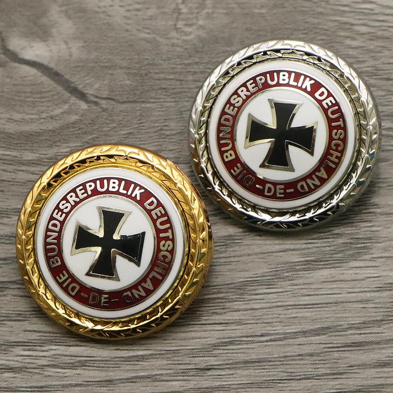 Gold And Silver Plated Round Medal Badge Emblem For Awards And Recognition Cross Metal Badge Small Medal For Achievement Collection