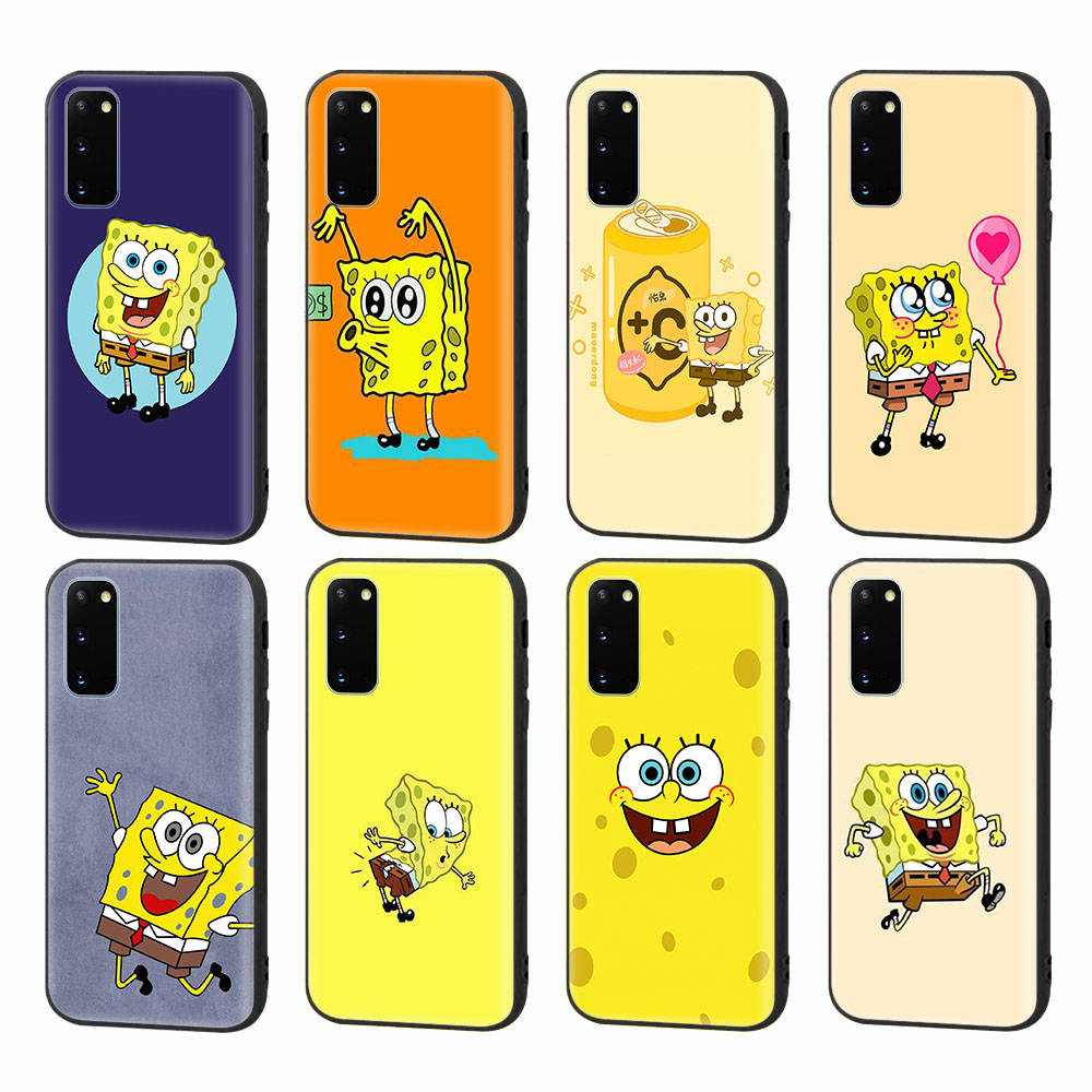 PB7 Little Cute Spongebob Black Sofe Case for iPhone 16 15 Plus 14 13 Pro 8 SE XR XS Max P30 Nova 5T Y5P Y6 Y7 Y8P Y9 Realme C30 C33 C31 VIVO Y36 V27
