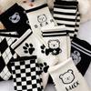 Женские белые носки, милые носки с рисунком аниме, хлопковые забавные носки в клетку с медведем Y2k, носки в стиле Харадзюку с принтом лап для девочек