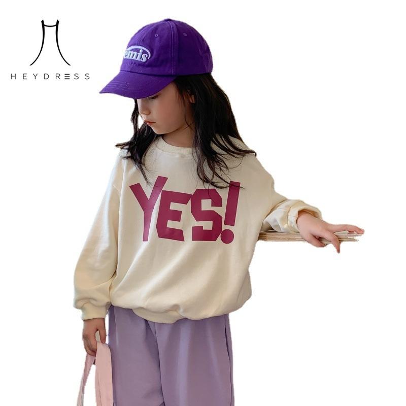 Children's Sweatshirt Spring Boys Girls Korean Round Neck Letter Sweetshirt Children's Long Sleeve Loose Top