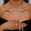 Хрустальное колье со стразами, серьги, браслет, набор из трех предметов, ювелирные аксессуары, свадебные аксессуары, универсальные
