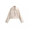 Fall/Winter Chic Street Coat for Casual Women with Pocket Front Zipper Vintage Lapel Bomber Jacket with Long Sleeves