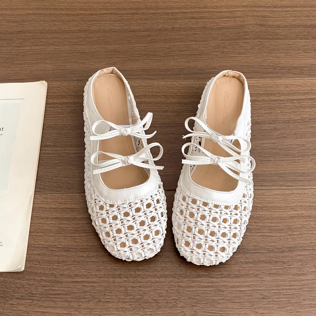 Hollow and Breathable Popular White Retro Thick-bottomed Bag Head Slippers Women's Summer Wear 2025 New French Cool Slippers