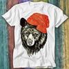 Bear with Beanie Red Hat Animal Jungle T Shirt Top Tee 563