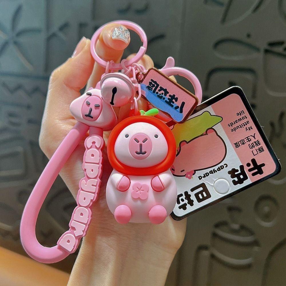 Фруктовый головной убор Розовый брелок Капибара Оранжевый Розовый брелок Капибара Мультяшный брелок Капибара Дети