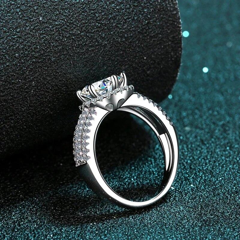 3-каратное кольцо с муассанитом для женщин, стерлинговое серебро 925 пробы, обручальное кольцо, роскошные кольца для свадебной вечеринки с сертификатом