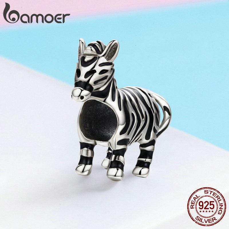 BAMOER Authentic 925 Sterling Silver Lovely Zebra Bead & Charm Fit Bracelet & Necklace DIY