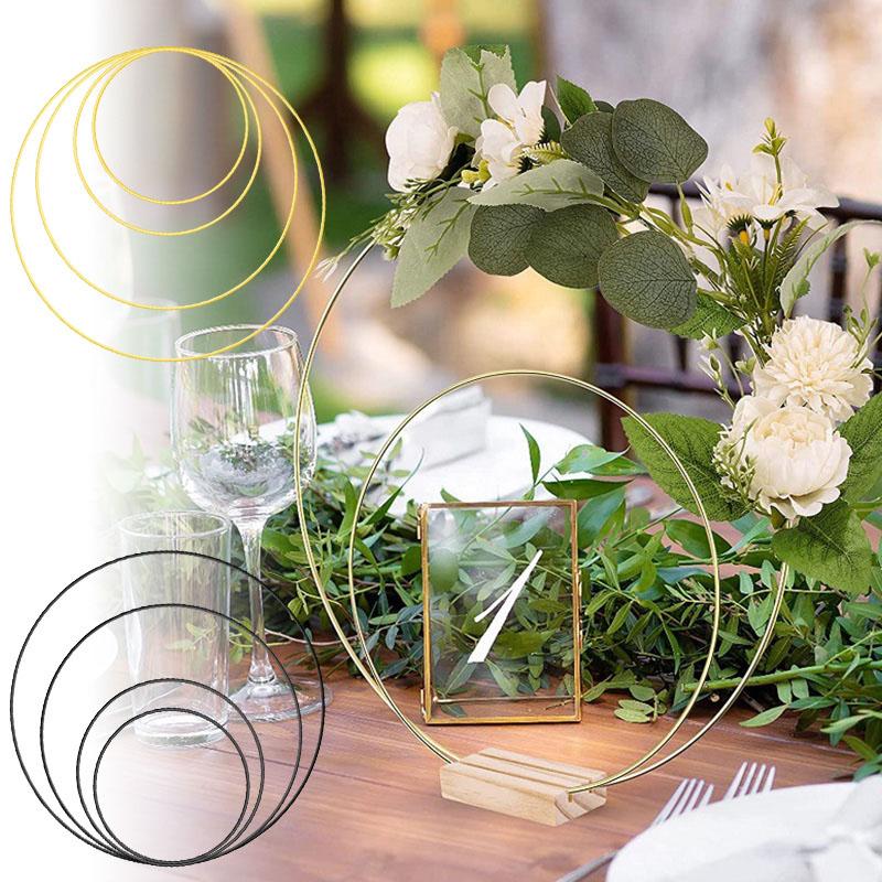 1PC Iron Hoops DIY Craft Metal Ring Black Wedding Wreath Handmade Iron Flower Rings Gold Party Decoration