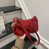 Women'S Pu Leather Handbag Versatile Fashion Solid Color Cherry Pendant Shoulder Bag Casual Commuting Bag Girl Underarm Bag