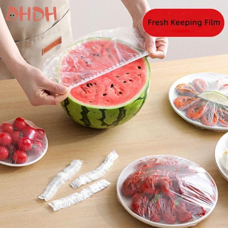 34CM 50/100/200pcs Reusable Disposable Food Cover Plastic Wrap Durable Elastic Food Lids Kitchen Fresh Keeping Bag